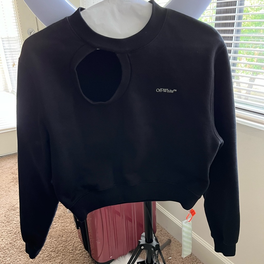 Offwhite crop top sweatshirt, black, xs,
